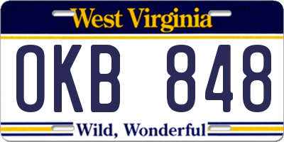 WV license plate OKB848