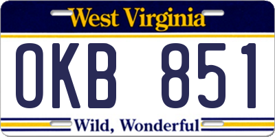 WV license plate OKB851