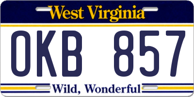 WV license plate OKB857