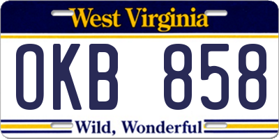 WV license plate OKB858