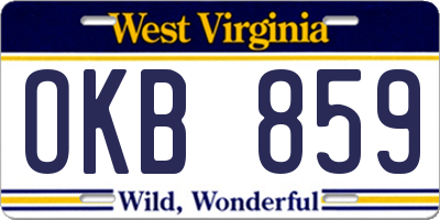 WV license plate OKB859
