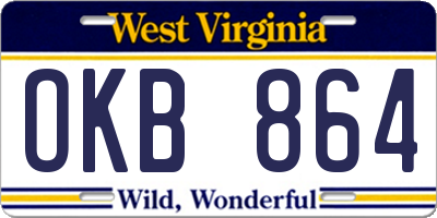 WV license plate OKB864