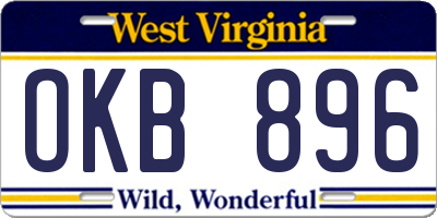 WV license plate OKB896