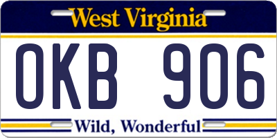 WV license plate OKB906