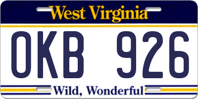 WV license plate OKB926