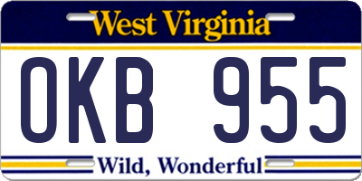 WV license plate OKB955