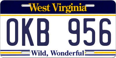 WV license plate OKB956