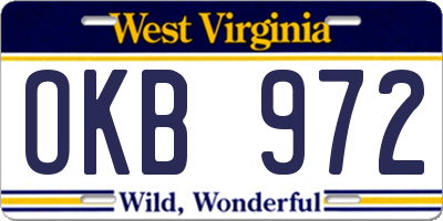 WV license plate OKB972