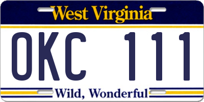 WV license plate OKC111