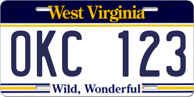 WV license plate OKC123