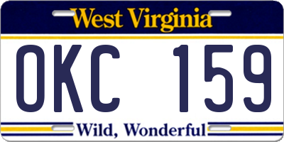 WV license plate OKC159