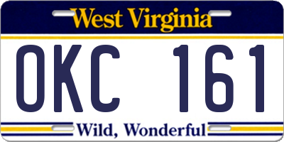WV license plate OKC161