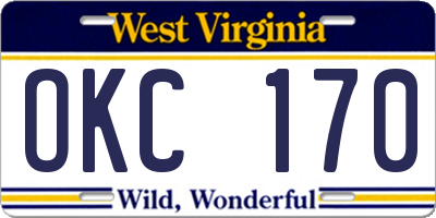 WV license plate OKC170