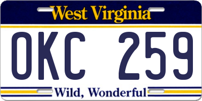 WV license plate OKC259