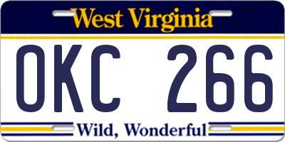 WV license plate OKC266
