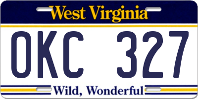 WV license plate OKC327