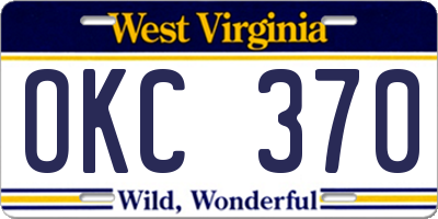 WV license plate OKC370