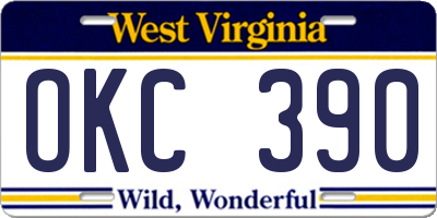 WV license plate OKC390