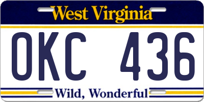 WV license plate OKC436