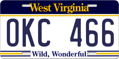 WV license plate OKC466