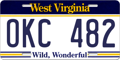 WV license plate OKC482