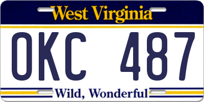 WV license plate OKC487
