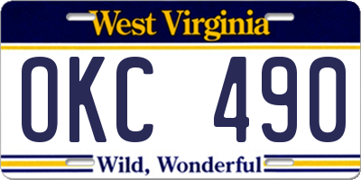 WV license plate OKC490