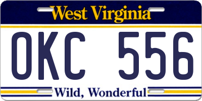 WV license plate OKC556