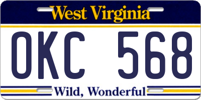 WV license plate OKC568