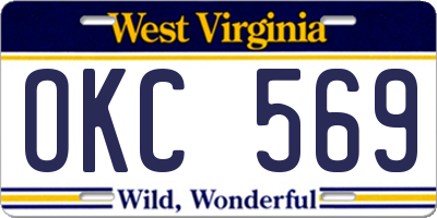 WV license plate OKC569
