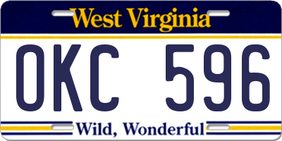 WV license plate OKC596