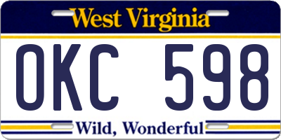 WV license plate OKC598
