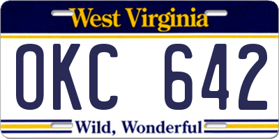 WV license plate OKC642