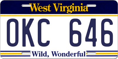 WV license plate OKC646