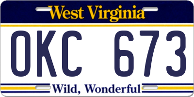 WV license plate OKC673