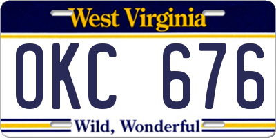 WV license plate OKC676