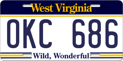 WV license plate OKC686