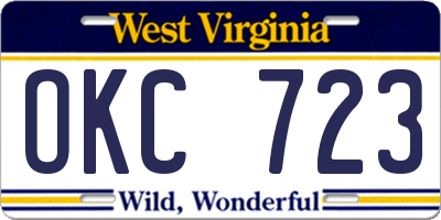 WV license plate OKC723