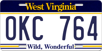 WV license plate OKC764