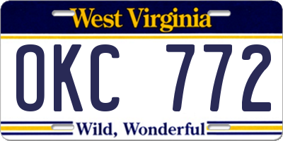 WV license plate OKC772