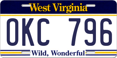 WV license plate OKC796