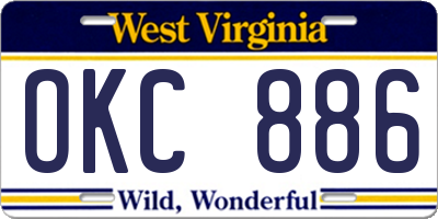 WV license plate OKC886