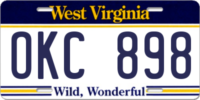 WV license plate OKC898