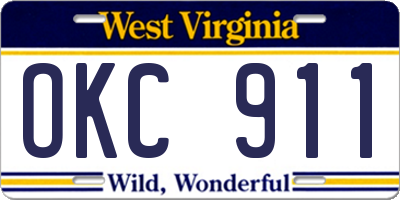 WV license plate OKC911