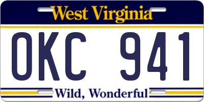 WV license plate OKC941