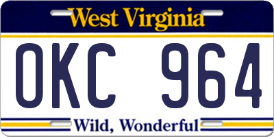 WV license plate OKC964