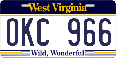 WV license plate OKC966