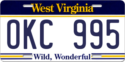 WV license plate OKC995