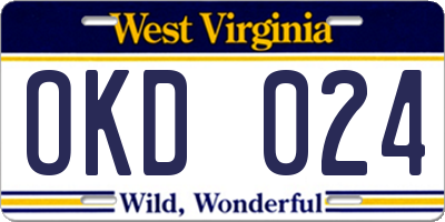 WV license plate OKD024