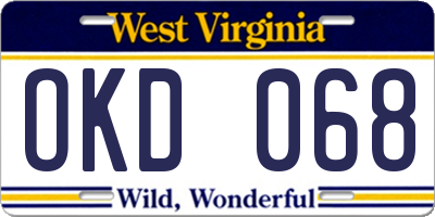 WV license plate OKD068